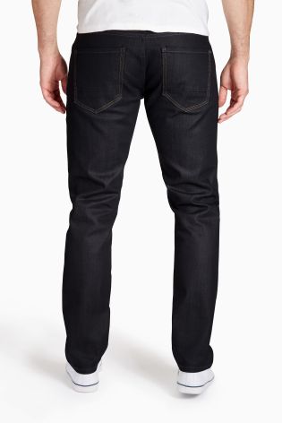 Coated Raw Denim Belted Jeans With Stretch
